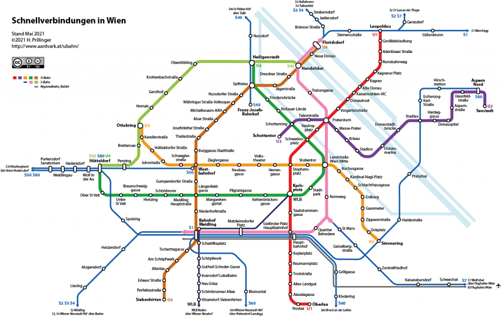 Metro Vídeň - mapa